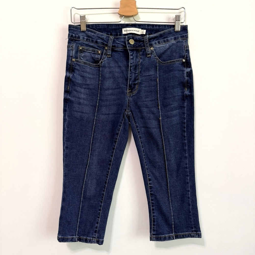 Rebecca Minkoff Capri Jeans 2 Blue Denim Center Seam 30x16.5 Skimmer Shorts
